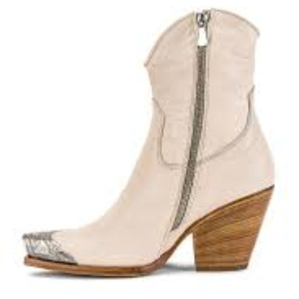 Free People Brayden Western Boot, Bone Color, Size 36/6